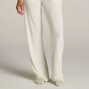 American Tall Open-Bottom Waffle Lounge Pants for Tall Women in White Alyssum
